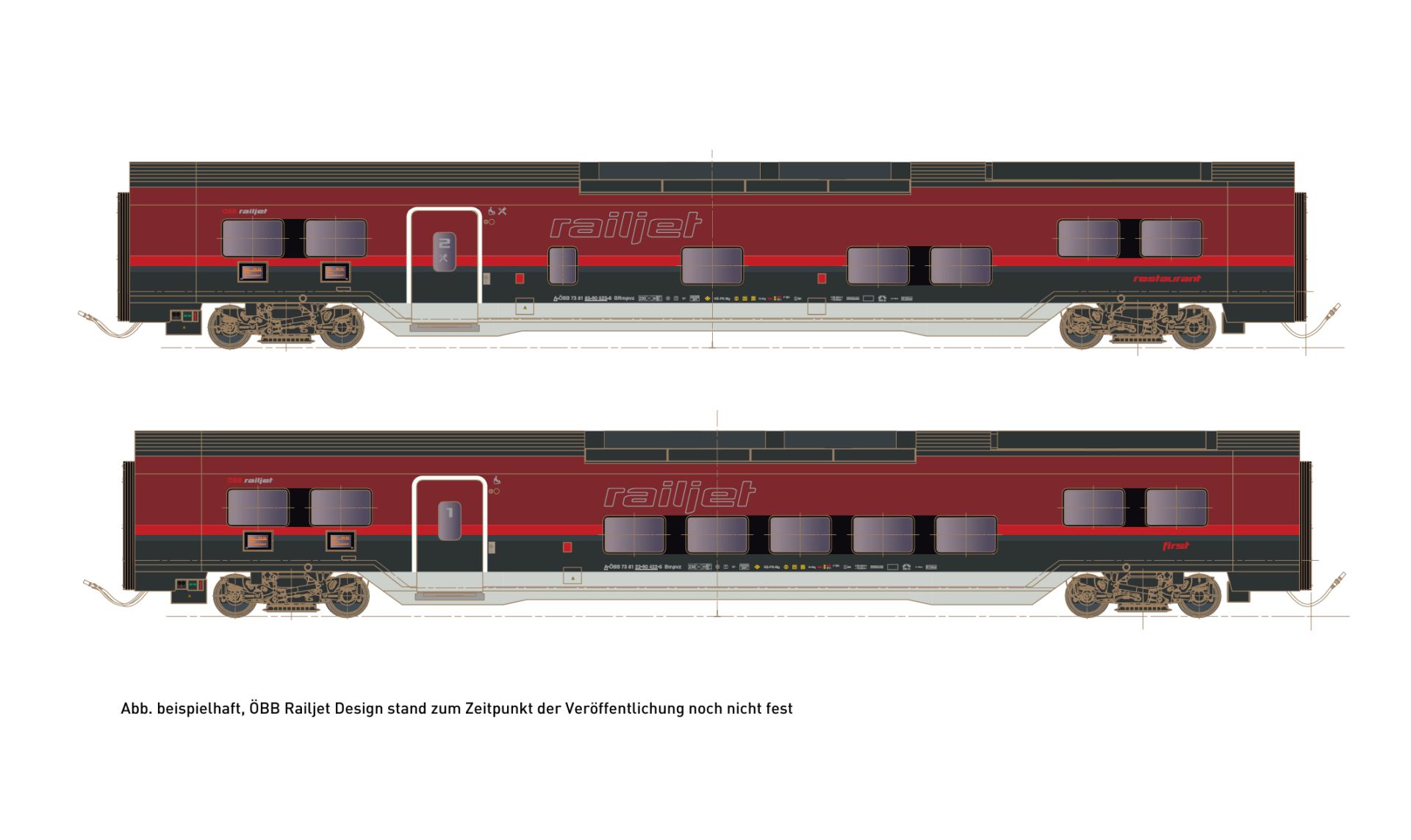 Hobbytrain H25403 - 3er Set Railjet DANI Set 3, ÖBB, Ep.VI