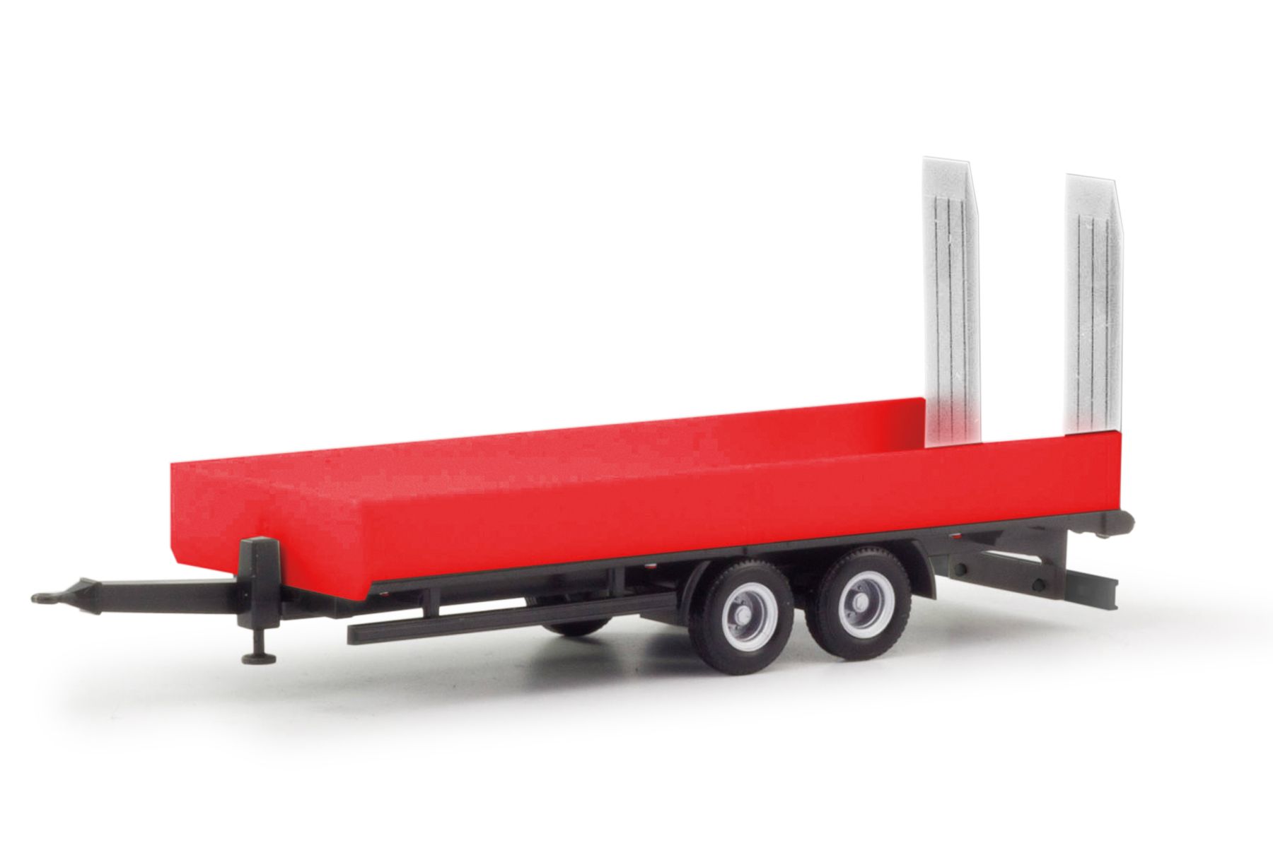 Herpa 076913-002 - LKW Tiefladetandemanhänger mit Auffahrrampen 2achs, rot