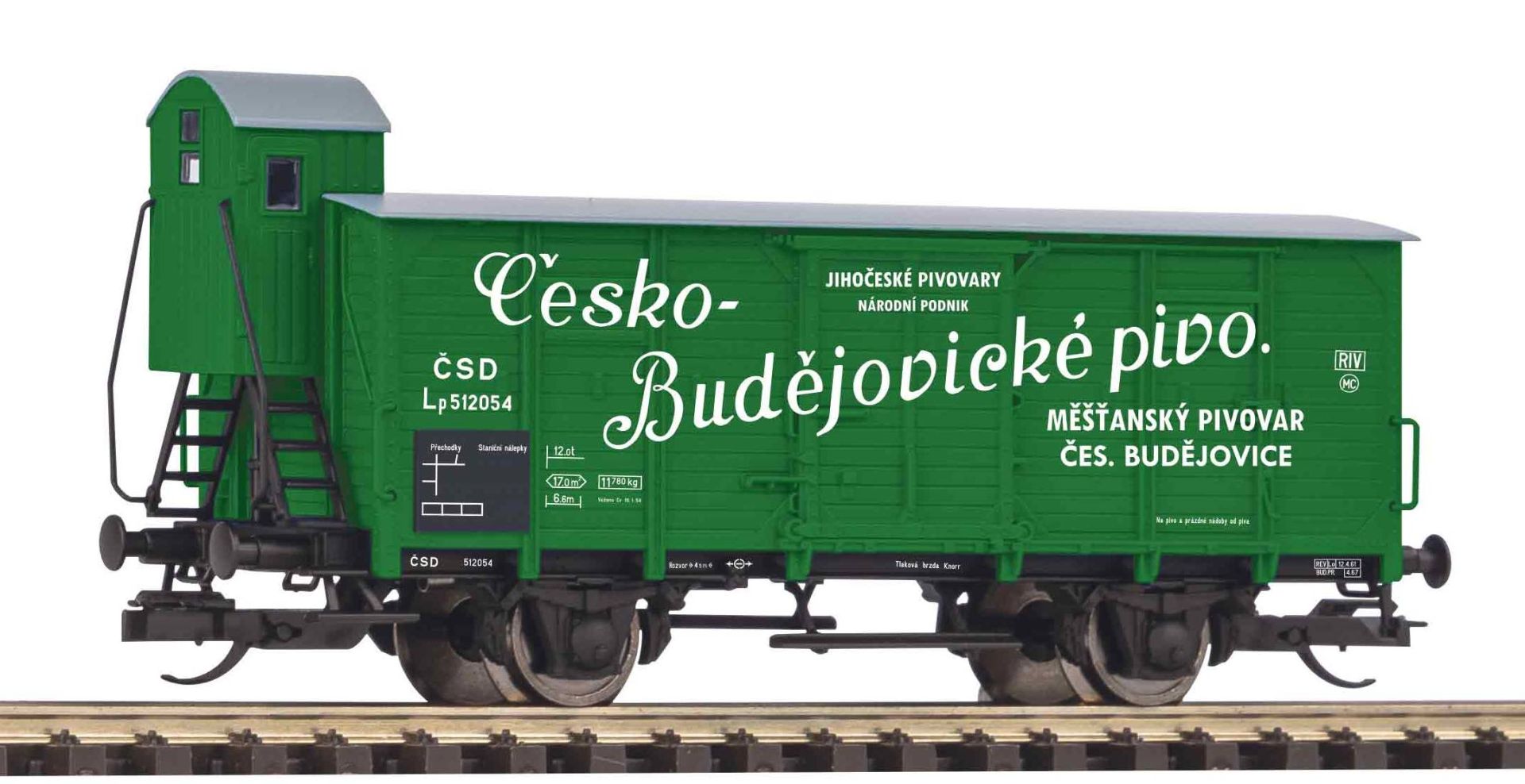 Piko 47778 - Gedeckter Güterwagen mit Bremserhaus, CSD, Ep.III 'Cesko-Budejoviecke pivo'