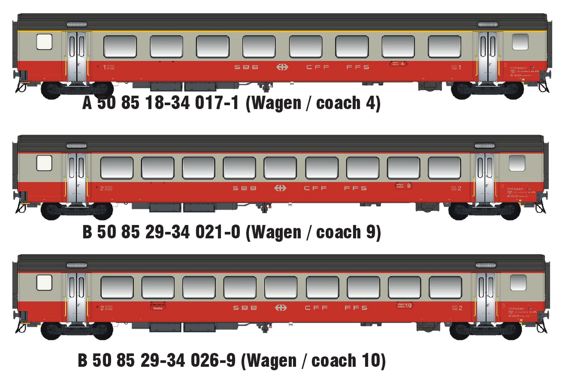 L.S. Models MW2108-2DC - 3er Set Personenwagen EW III, SBB, Ep.IV, Swiss Express