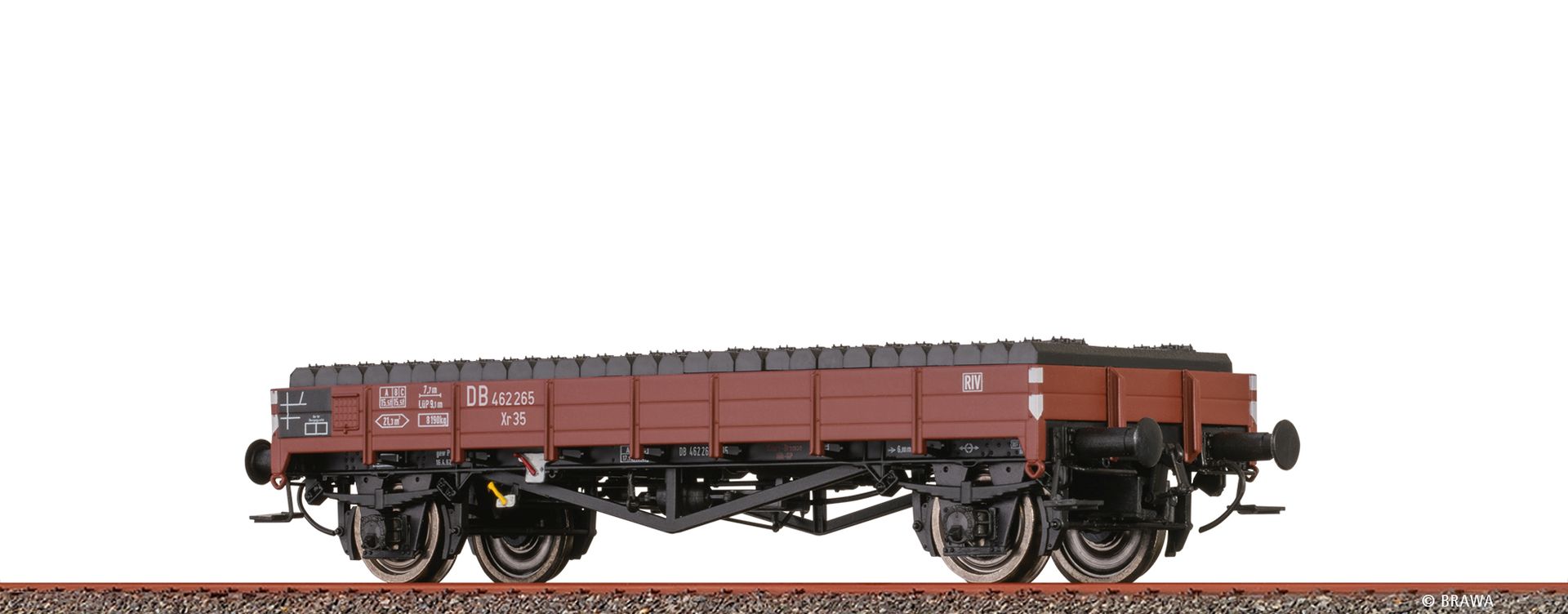 Brawa 50887 - Flachwagen Xr35 DB mit Schwellen, DB, Ep.III