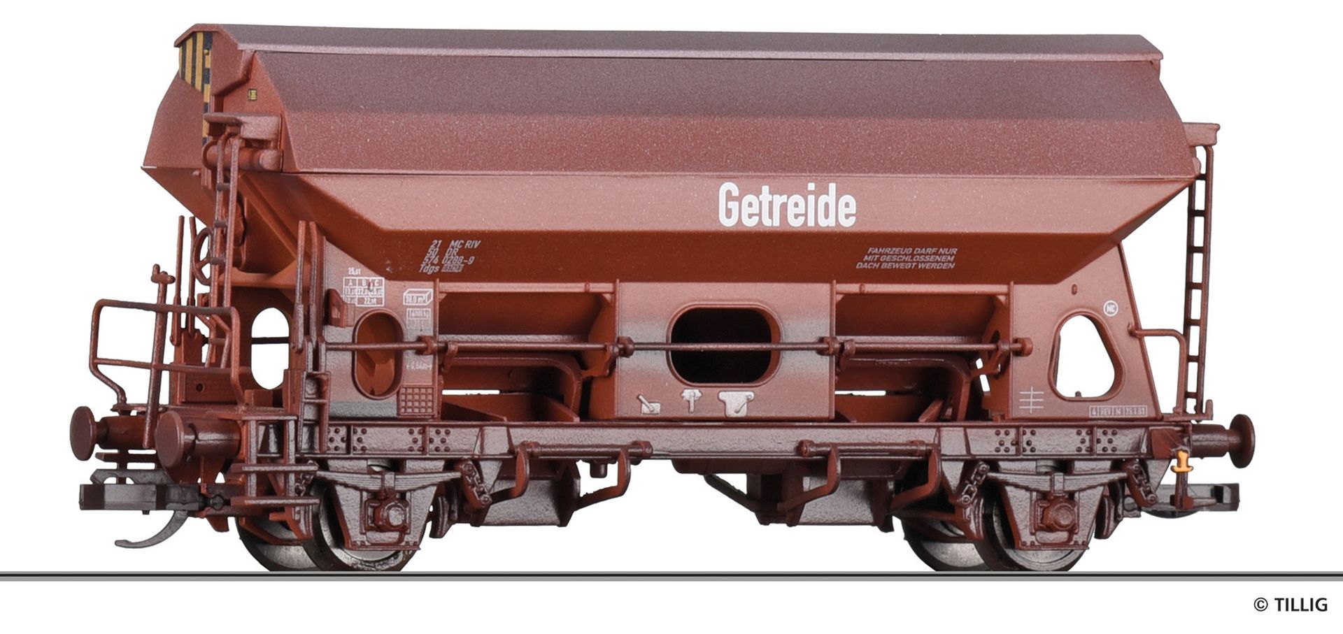 Tillig 523182 - Schwenkdachwagen Tds 2-achsig 'Getreide', DR, Ep.IV, gealtert, BN: 2