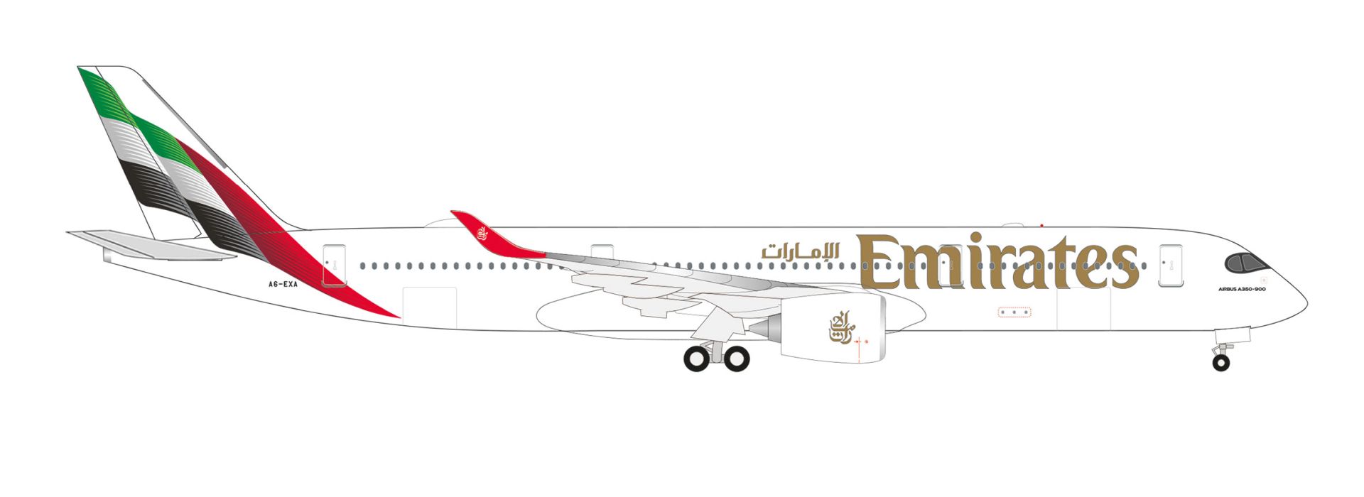 Herpa 538206 - Emirates Airbus A350-900 – A6-EXA