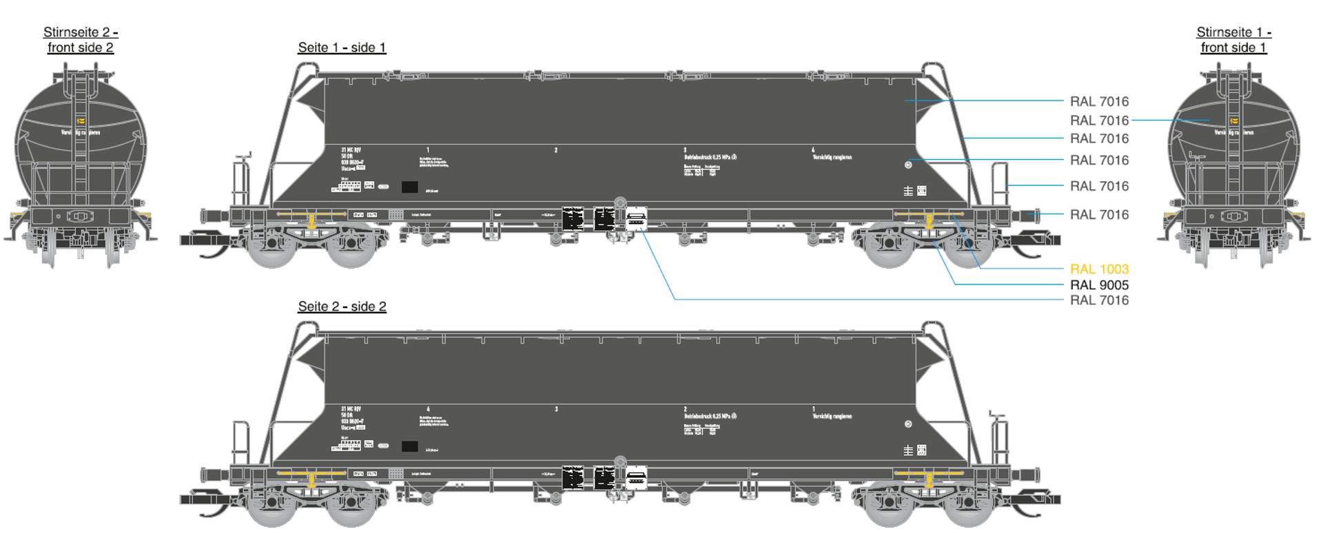 Tillig 502354 - 3er Set Kohlenstaubbehälterwagen Uacs, DR, Ep.IV Tillig 502354 - 3er Set Kohlenstaubbehälterwagen Uacs, DR, Ep.IV