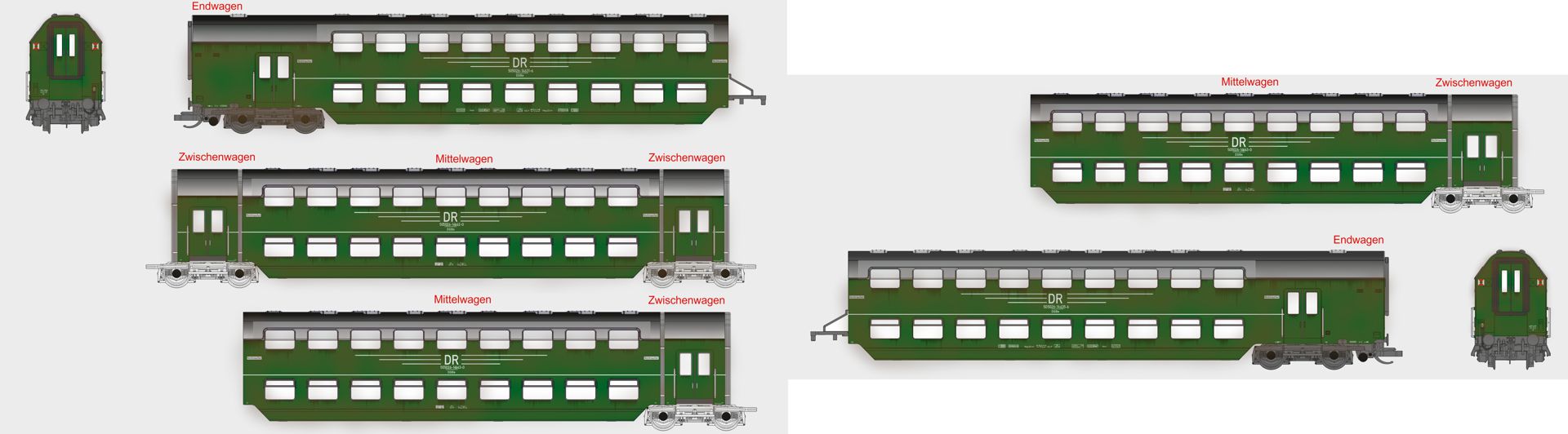 Kres 52033080 - Doppelstockgliederzug DGB 12, 5-teilig, DR, Ep.IV, verschmutzt