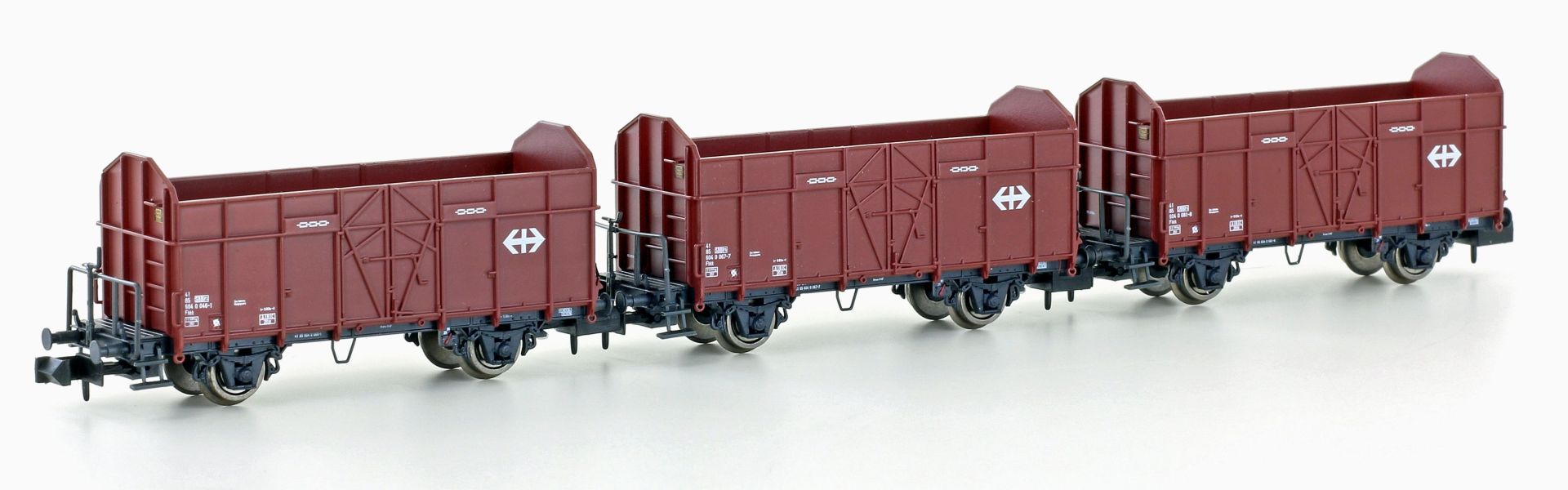 Hobbytrain H24302 - 3er Set offene Güterwagen Fbkk, SBB, Ep.IV