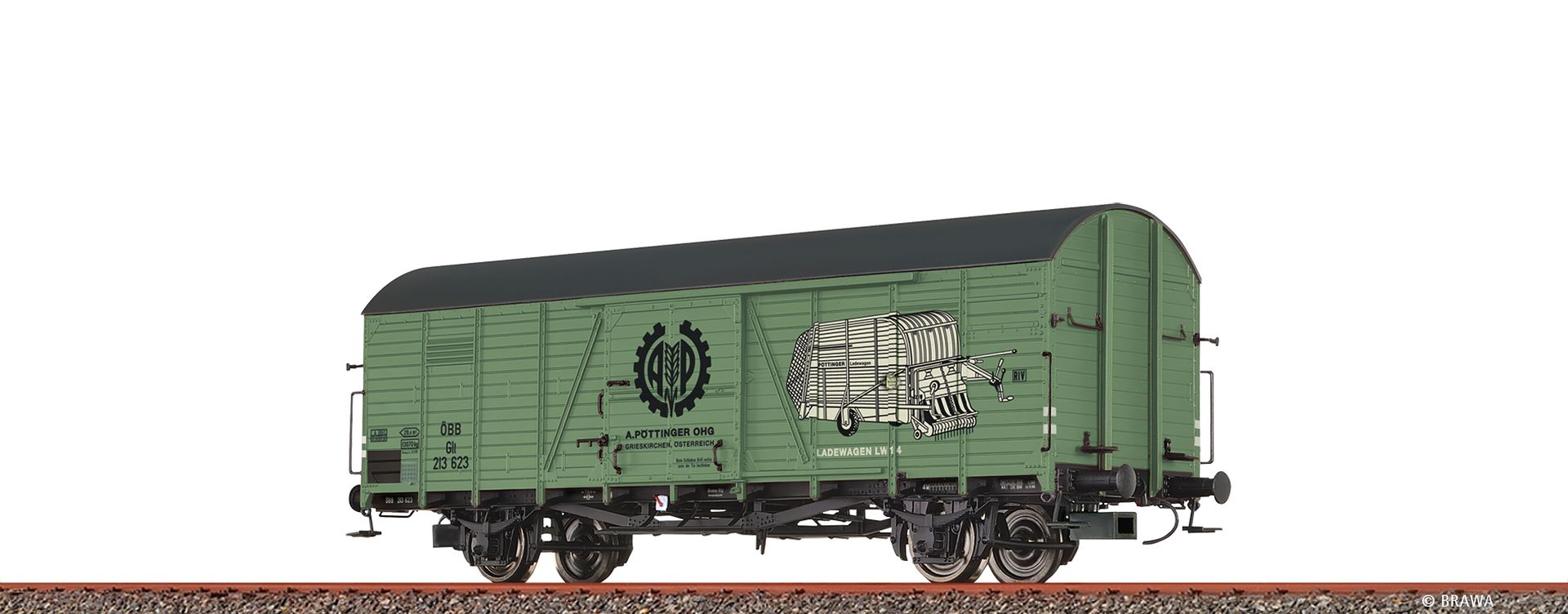 Brawa 50499 - Gedeckter Güterwagen Glt "A. Pöttinger", ÖBB, Ep.III