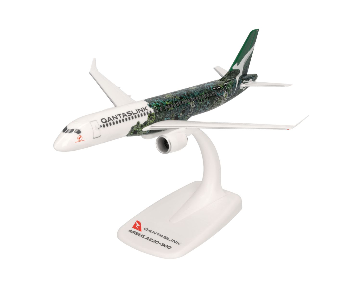 Herpa 614399 - QantasLink Airbus A220-300 - Flying Art Series / Minyma Kutjara Tjukurpa – VH-X4A Herpa 614399 - QantasLink Airbus A220-300 - Flying Art Series / Minyma Kutjara Tjukurpa – VH-X4A