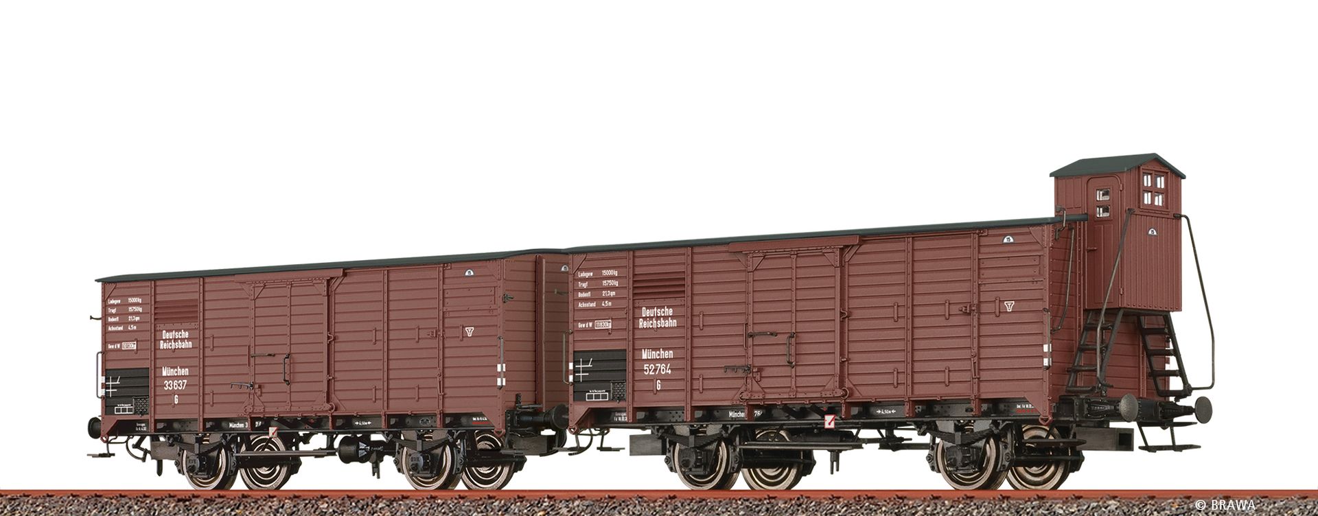 Brawa 49878 - 2er Set gedeckte Güterwagen G, DRG, Ep.II