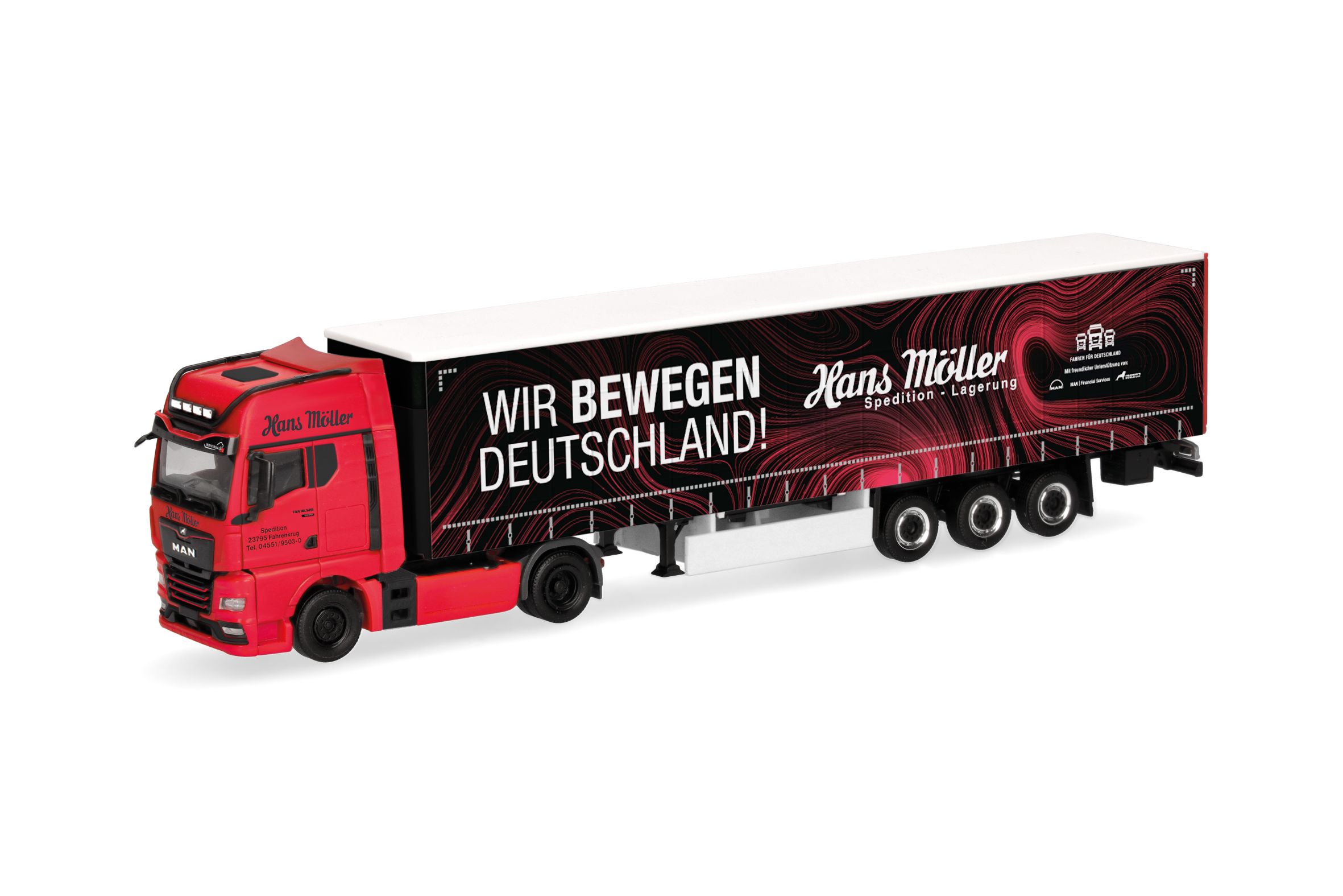 Herpa 319669 - MAN TGX GX Gardinenplanen-Sattelzug "Hans Möller / Wir bewegen Deutschland"