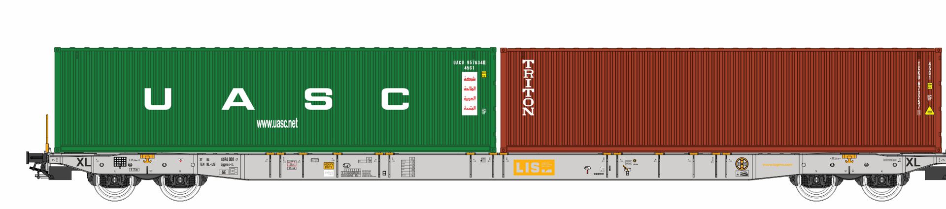 igra 96010087 - Containertragwagen Sggnss-XL, LIS, Ep.VI 'Triton und UACS'