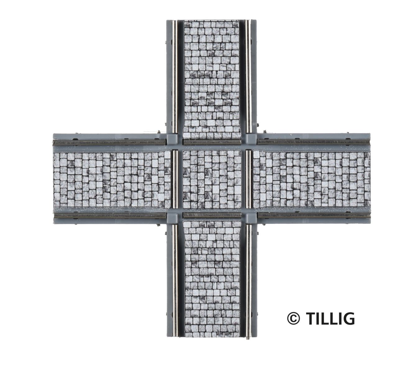 Tillig 87723 - Kreuzung symmetrisch 90', Pflaster