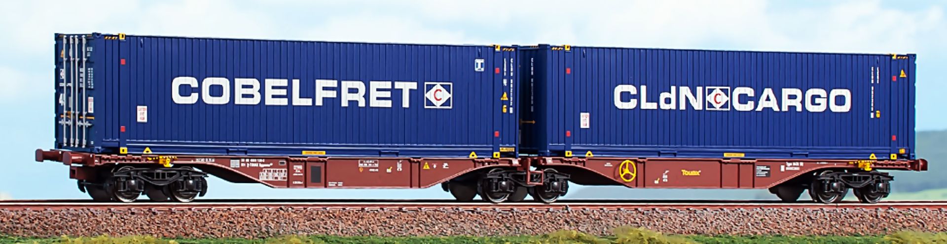 ACME AC 40383 - Containertragwagen Sggrmms 90, Tourax, Ep.VI 'Cobelfret'