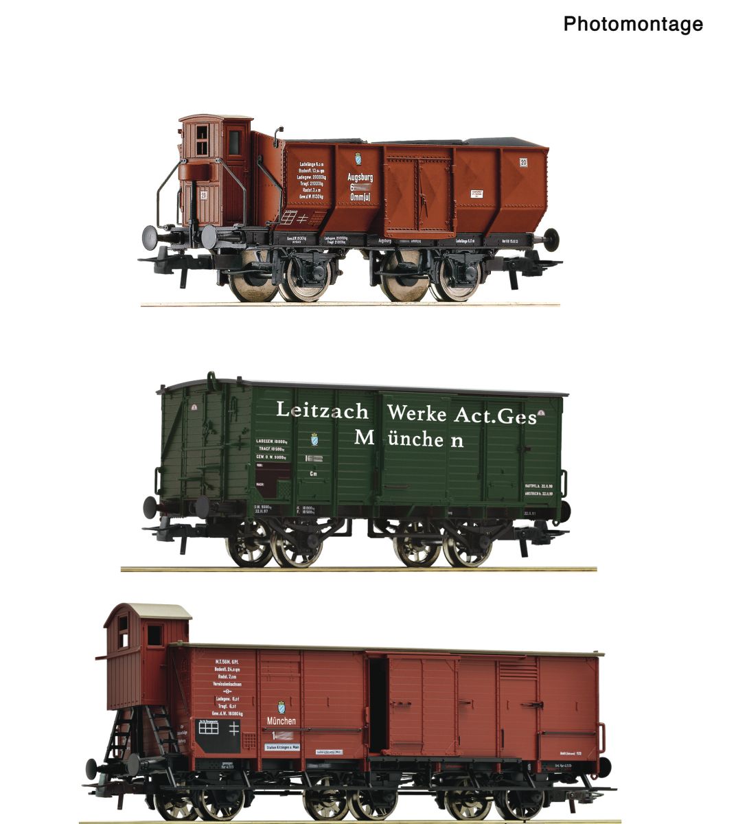Roco 6600223 - 3er Set Güterwagen, K.Bay.Sts.B., Ep.I