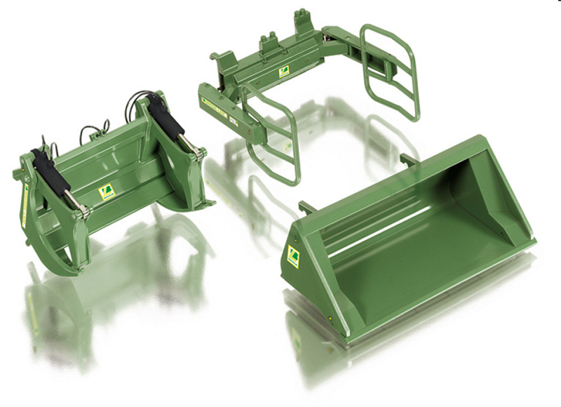Wiking 077383 - Frontlader Werkzeuge Set A, Bressel & Lade grün