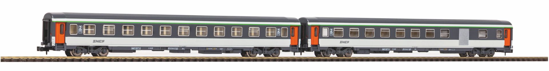 Piko 94506 - 2er Set Personenwagen, 2.Kl.+ 2.Kl./Gepäckabteil, SNCF, Ep.IV-V