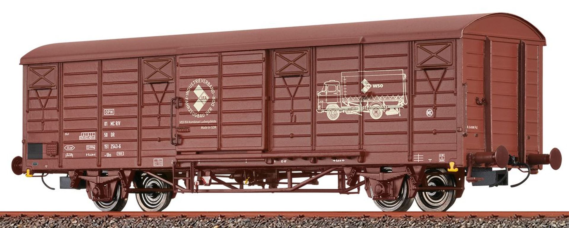Brawa 49925 - Gedeckter Güterwagen Gbs 1500, DR, Ep.IV 'IFA W50'