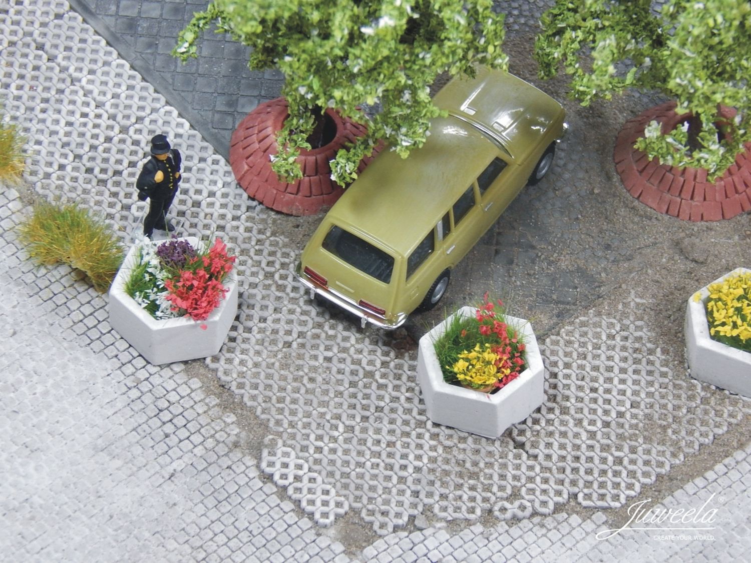 Juweela 28254 - Pflanzkübel Beton, 6-eckig, 5 Stück, 1:87, H0 Juweela 28254 - Pflanzkübel Beton, 6-eckig, 5 Stück, 1:87, H0