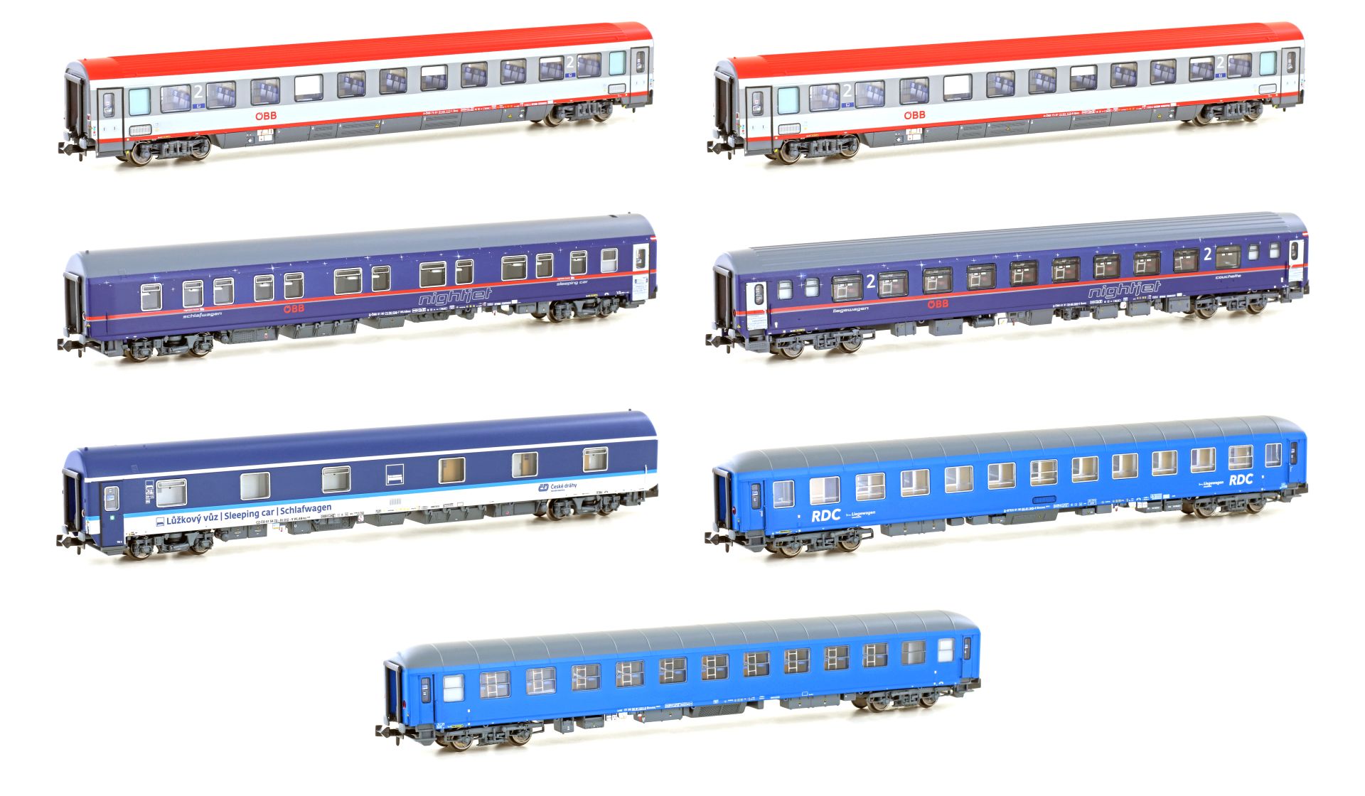 L.S. Models 97023-N - 7er Set Nachtzugwagen NJ408, ÖBB Nightjet/CD, Ep.VI