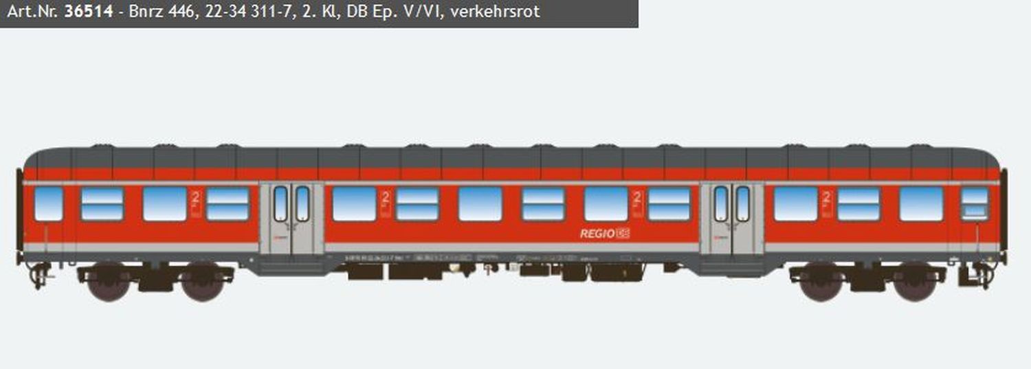 ESU 36514 - Personenwagen 'Silberling' Bnrz 446, DBAG-Regio, Ep.V-VI