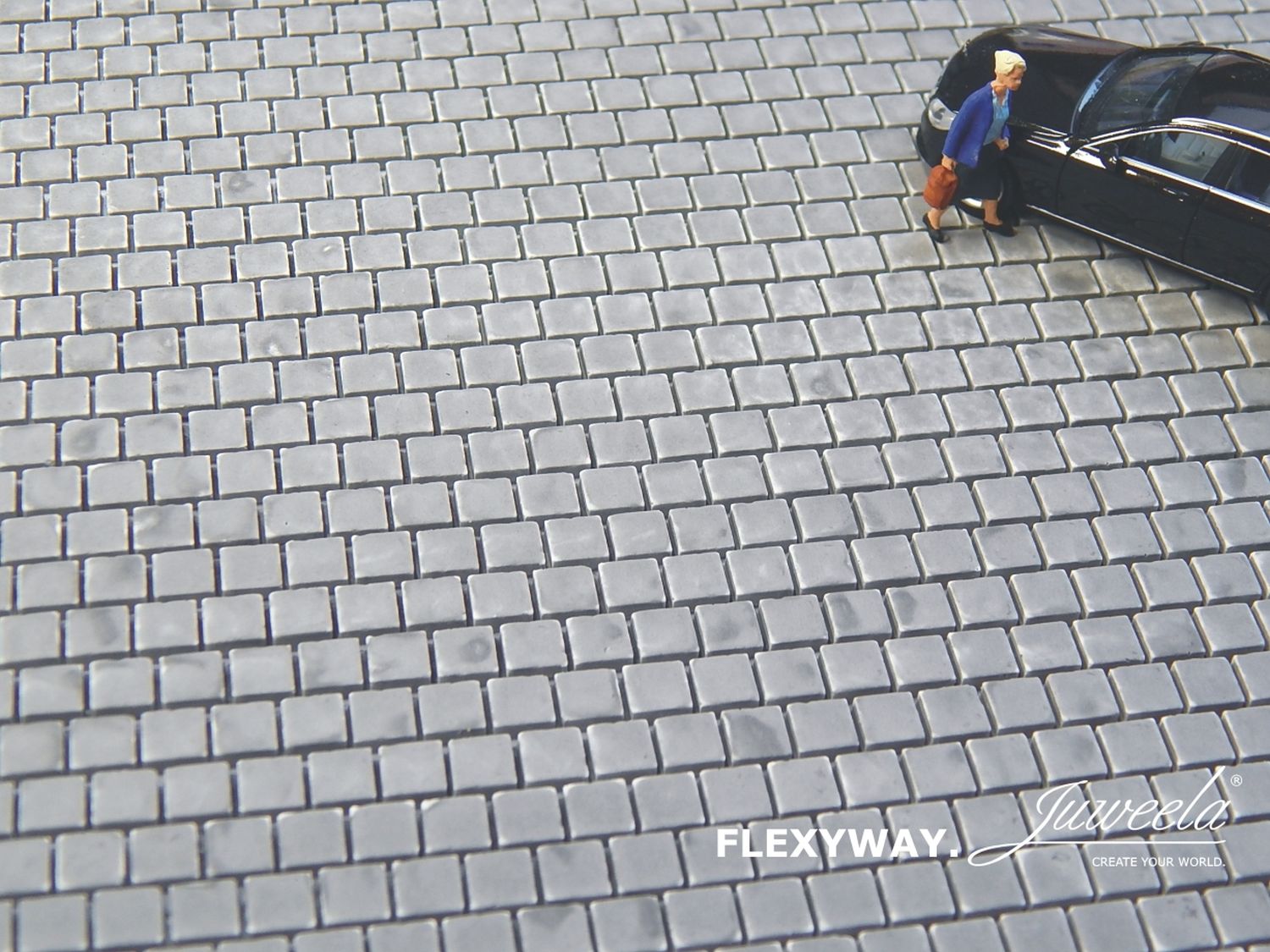 Juweela 28281 - FLEXYWAY Platten 40x40, dunkelgrau, 1 Segment, 1:87, H0 Juweela 28281 - FLEXYWAY Platten 40x40, dunkelgrau, 1 Segment, 1:87, H0