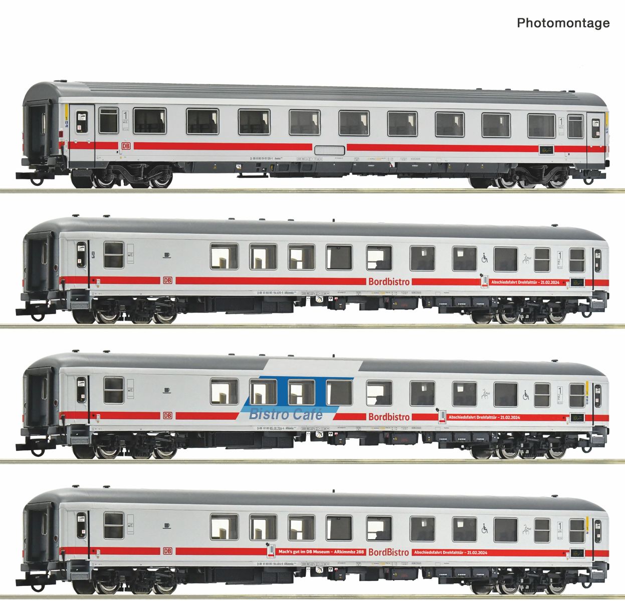 Roco 6200174 - 4er Set Personenwagen 'Abschiedsfahrt Drehfalttüren', DBAG, Ep.VI