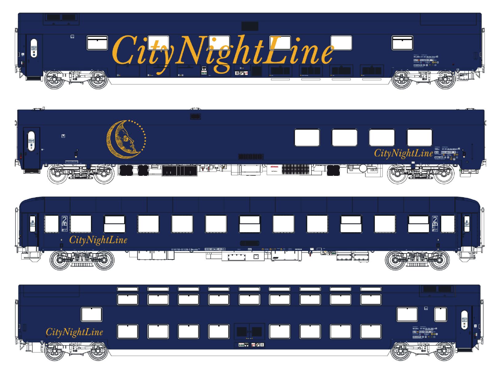 L.S. Models 99041AC - 4er Set Nachtzugwagen CNL 212/213 Set 2, CityNightLine, Ep.V, AC