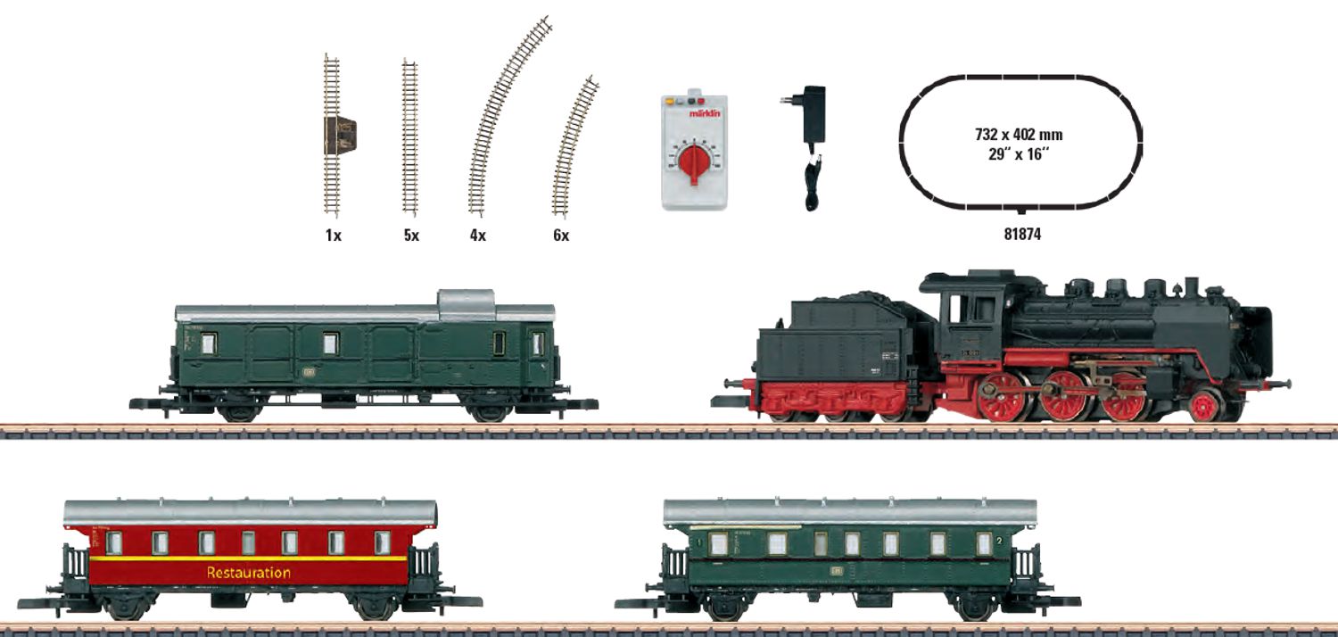 Märklin 81874 - Analoges Startset mit Dampflok und Personenzug, Museum, DB, Ep.VI
