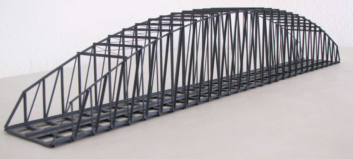 Hack 23170 - BN50-A-2 - Bogenbrücke 50cm, 2-gleisig, grau