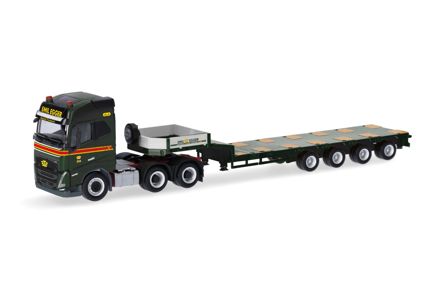 Herpa 318853 - Volvo FH GL 2020 Semitieflade-Sattelzug "Emil Egger"