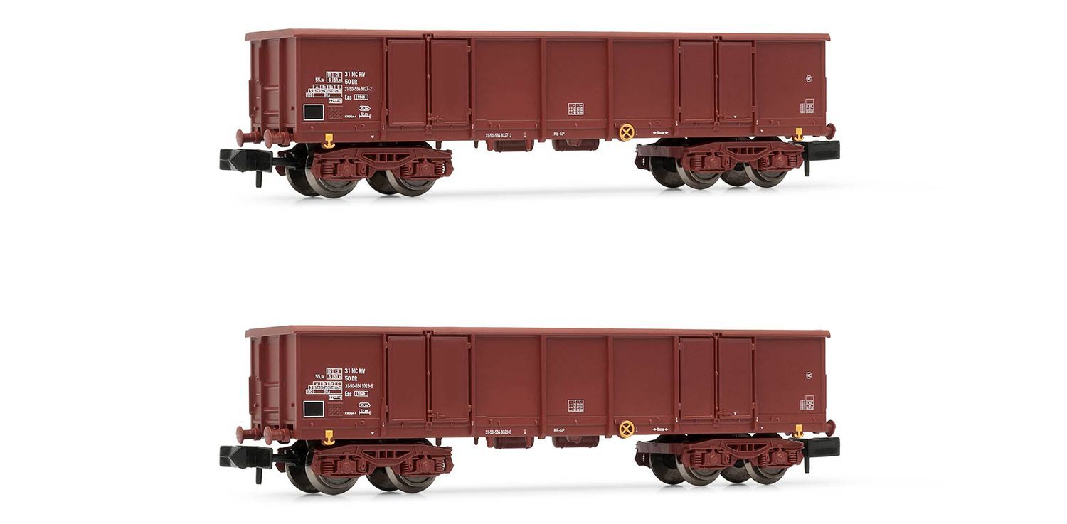 Arnold HN6532 - 2er Set offene Güterwagen Eas beladen mit Schrott, DR, Ep.IV