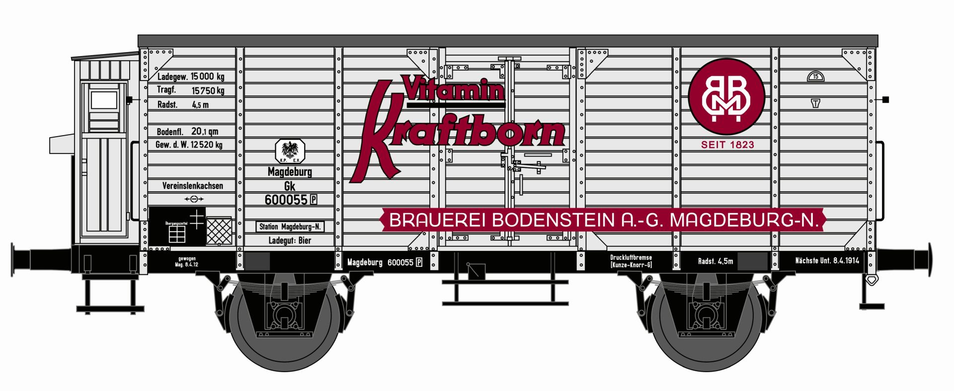 Hädl 113980 - Gedeckter Güterwagen, KPEV, Ep.I 'Bodenstein'