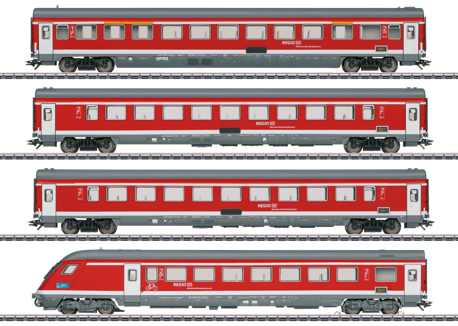 Märklin 42988 - 4er Set Personenwagen 'München-Nürnberg-Express', DBAG, Ep.VI, MFX-Digital