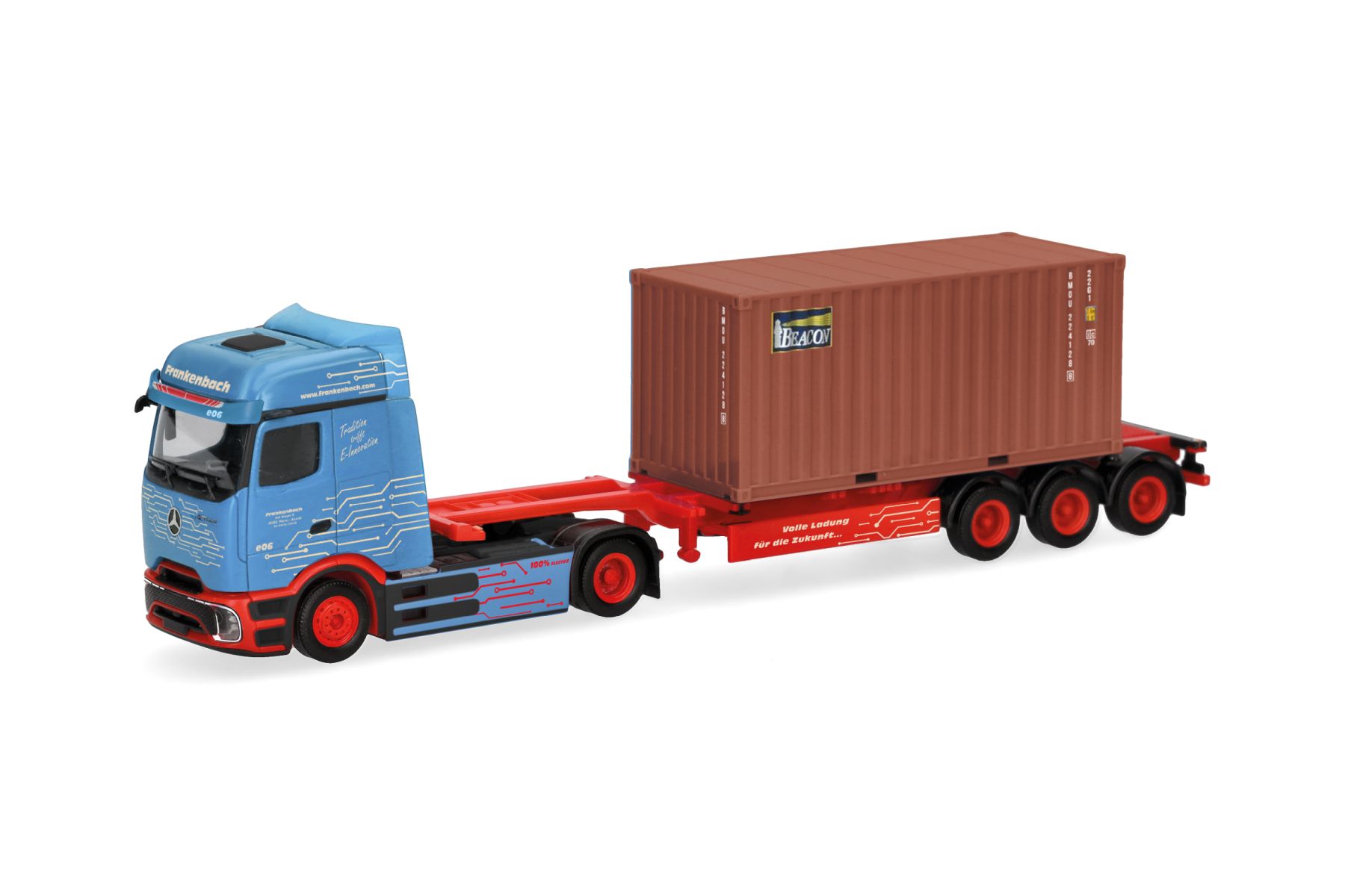 Herpa 320658 - MB eActros ProCabin BigSpace 20 ft. Container-Sattelzug "Frankenbach"