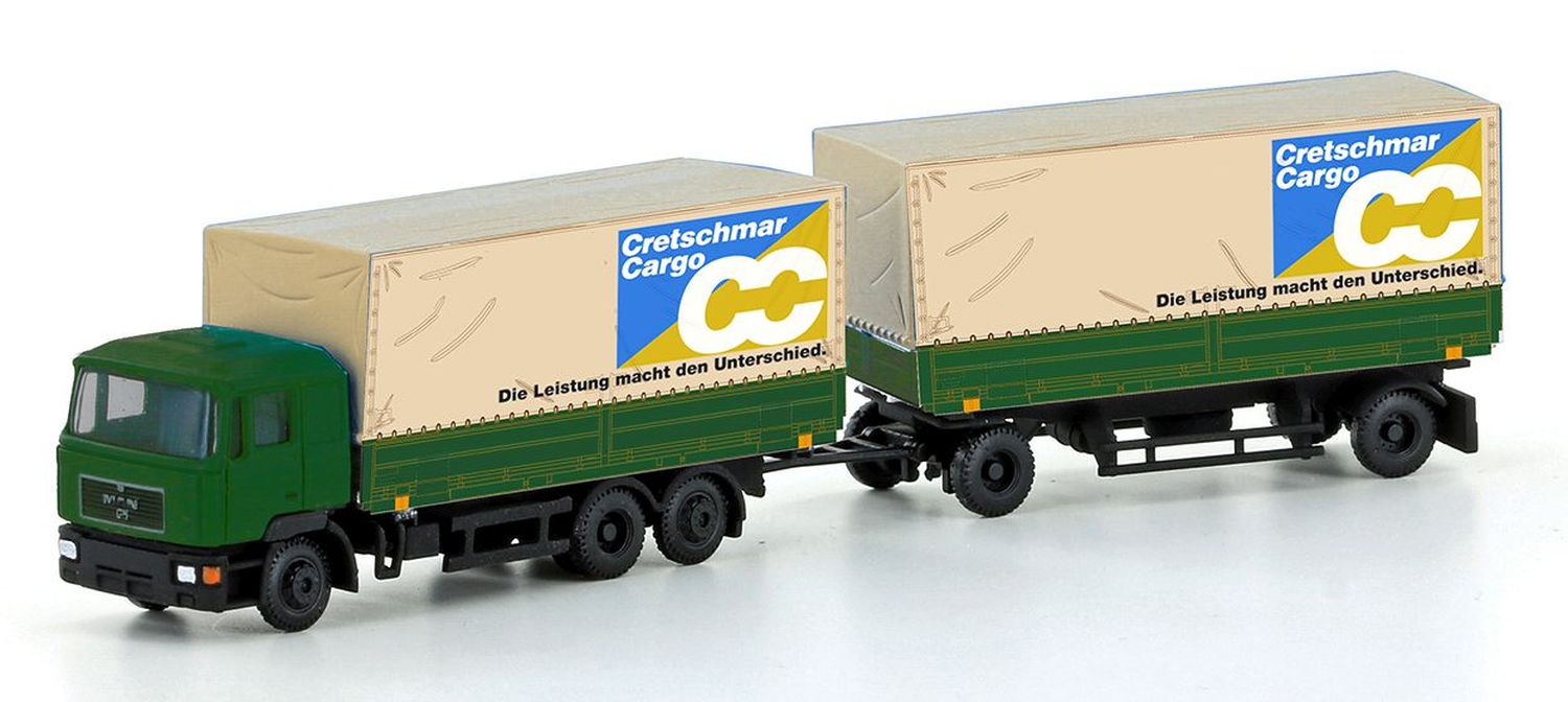 MiNis LC4632 - MAN F90, 3-achs Wechselpritschen-Hängerzug Cretschmar Cargo