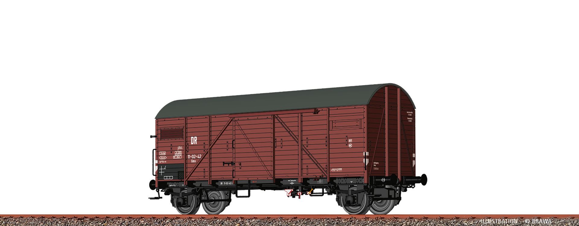 Brawa 50724 - Gedeckter Güterwagen Gms, DR, Ep.III