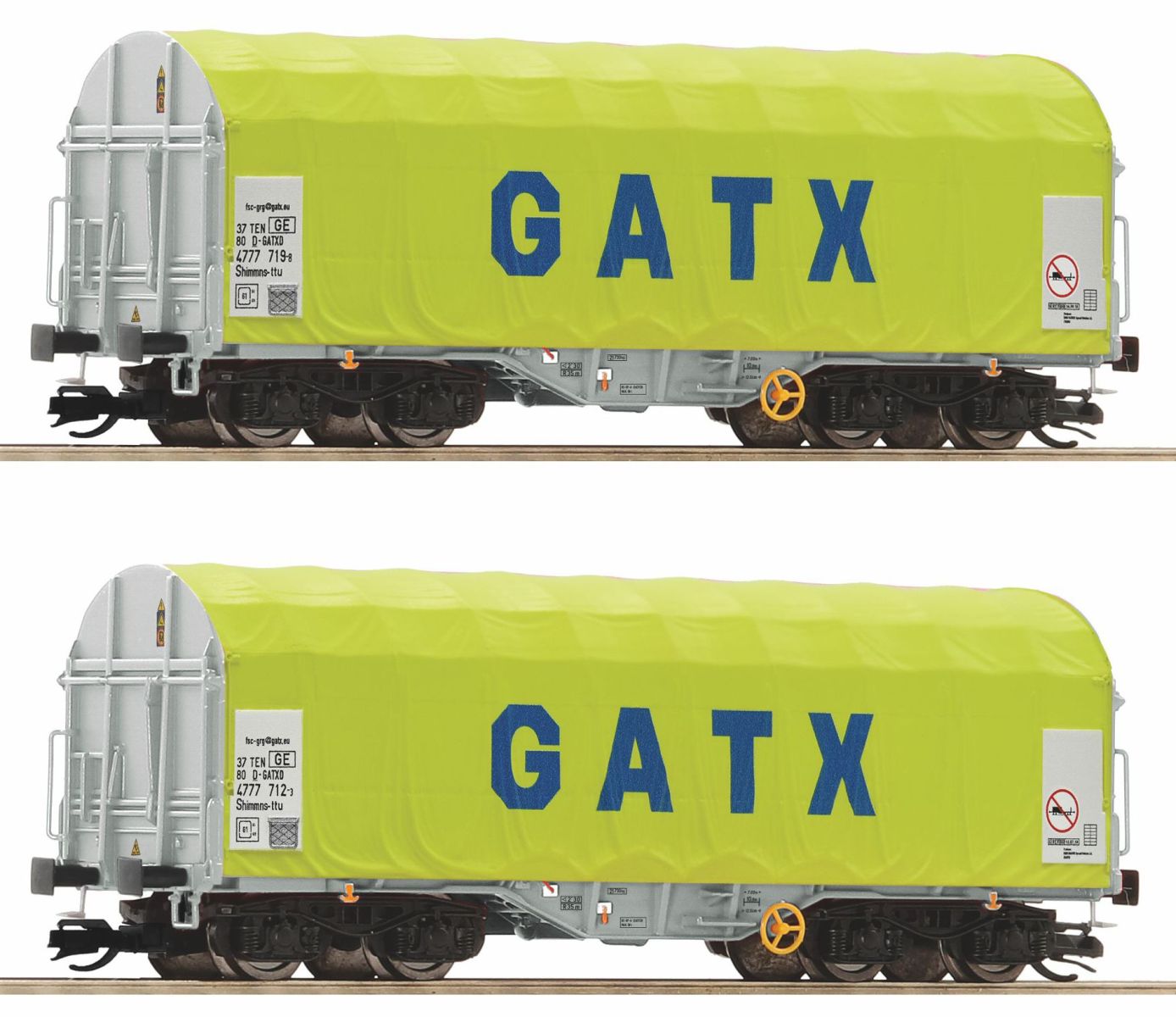 Roco 6680011 - 2er Set Schiebeplanenwagen Shimmns, GATX, Ep.VI