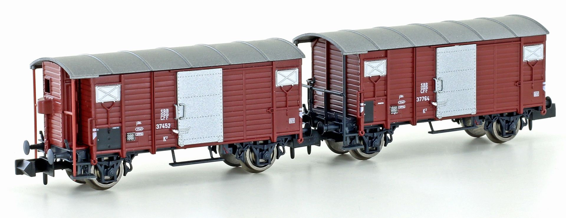 Hobbytrain H24201 - 2er Set Gedeckte Güterwagen K2, SBB, Ep.III