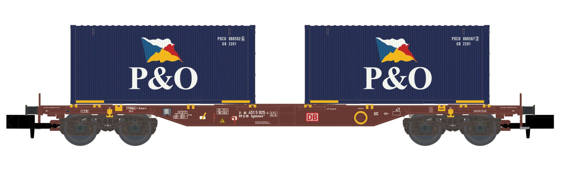 Hobbytrain H23203 - Containerwagen Sgjkkmms 699, DBAG, Ep.VI 'P&O'