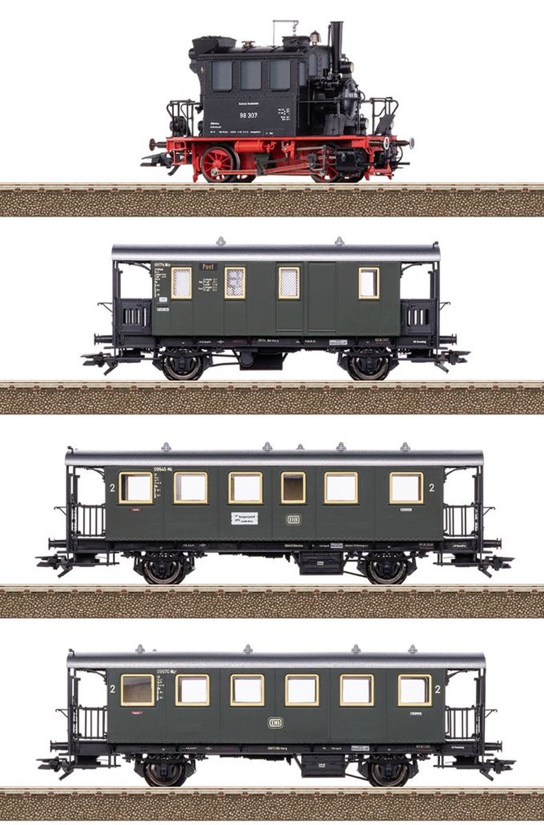 Trix 21229 - Zugset mit BR 98,3 'Glaskasten' und Personenwagen, DB, Ep.III, DC-MFX-Sound
