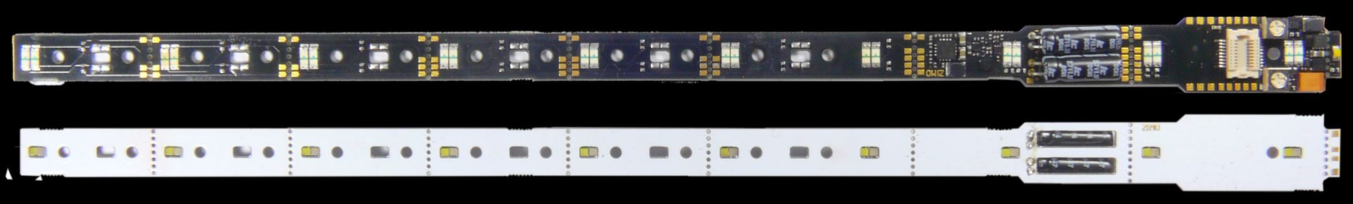 Zimo LIPL1N18 - Lichtplatine mit Next18-Schnittstelle, Anschl. Lötpads - 208 x 12 x 4,5 mm