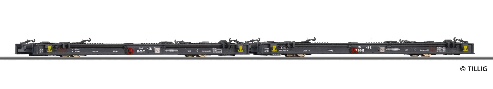 Tillig 05974 - 2er Set Rollwagen Rf4, HSB, Ep.V