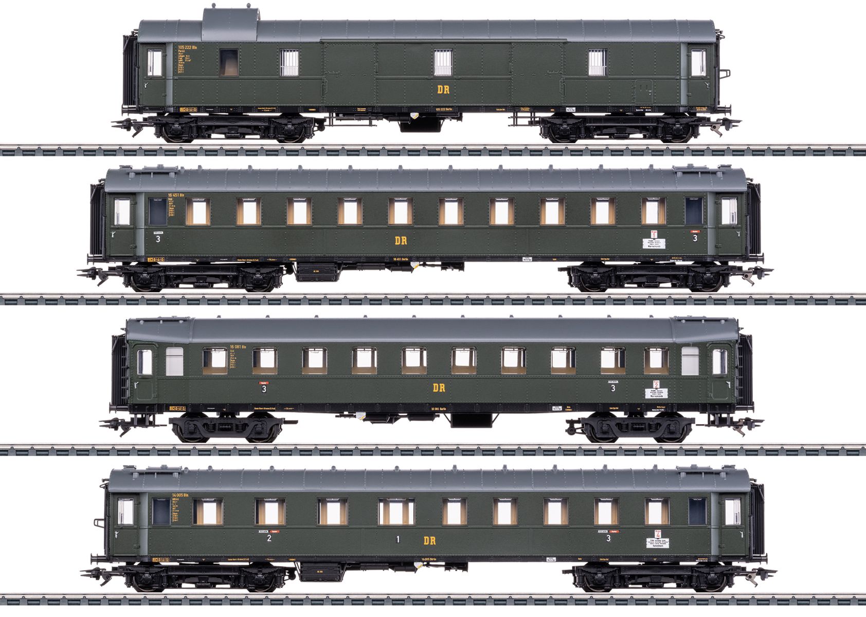 Märklin 42514 - 4er Set Personenwagen Ba 1928-30 'Hecht', DR, Ep.III