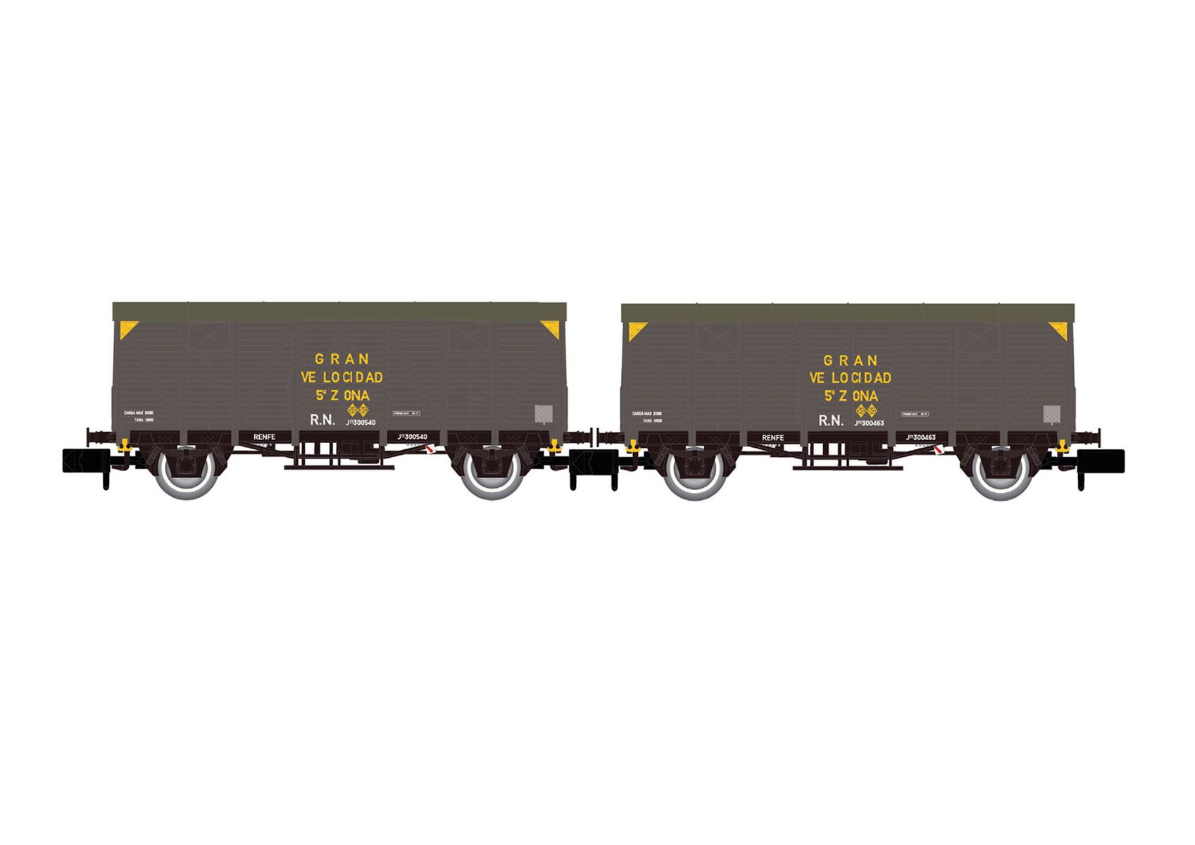 Arnold HN6660 - 2er Set gedeckte Güterwagen J300.000, RENFE, Ep.III 'Gran Velocidad'