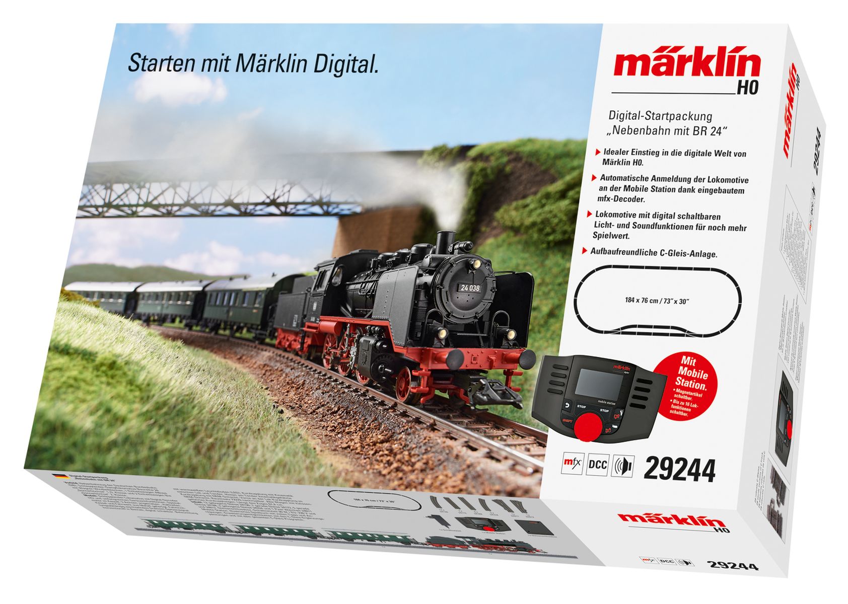 Märklin 29244 - Digitales Startset mit BR 24 und Personenzug, DB, Ep.III, MFX-Sound