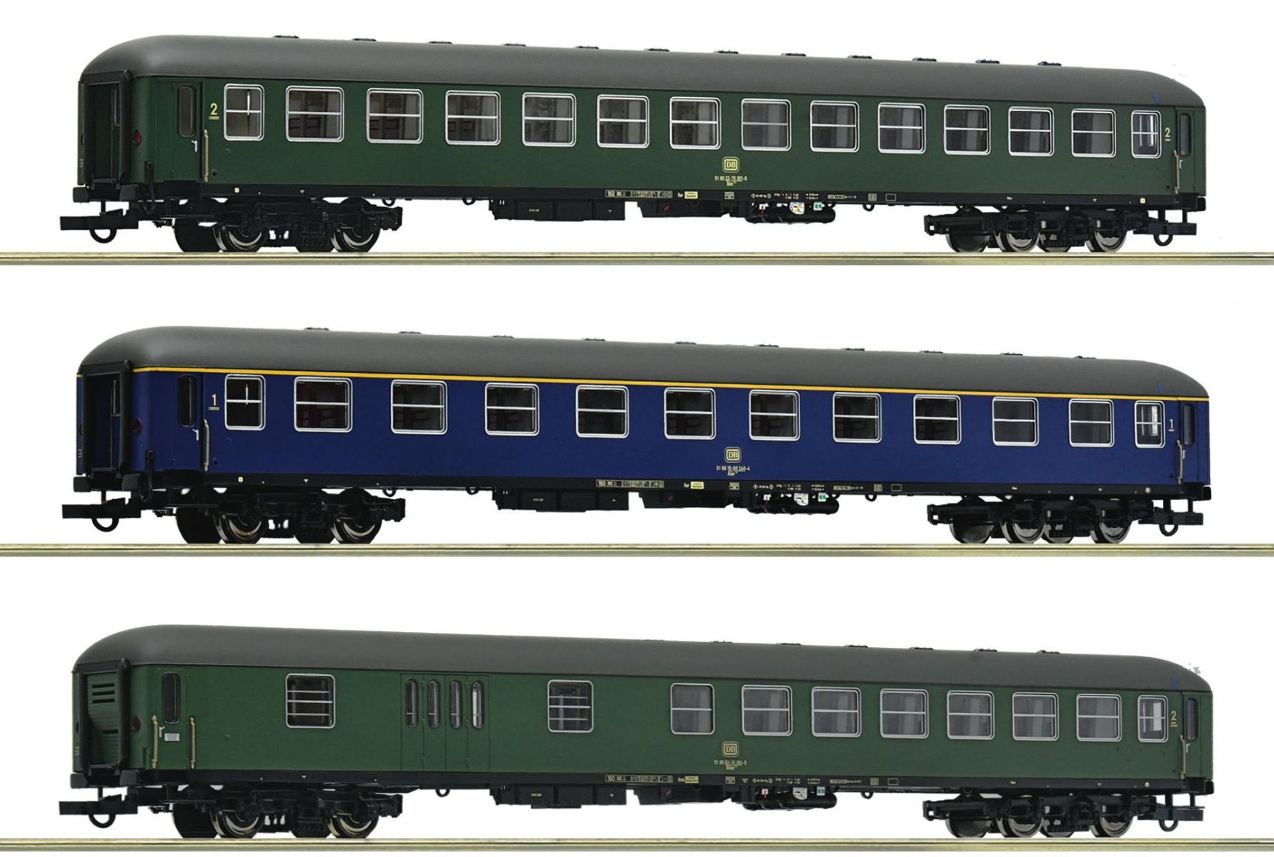 Roco 6200051 - 3er Set Personenwagen D 377 'Hispania-Express', DB, Ep.IV, Set 1