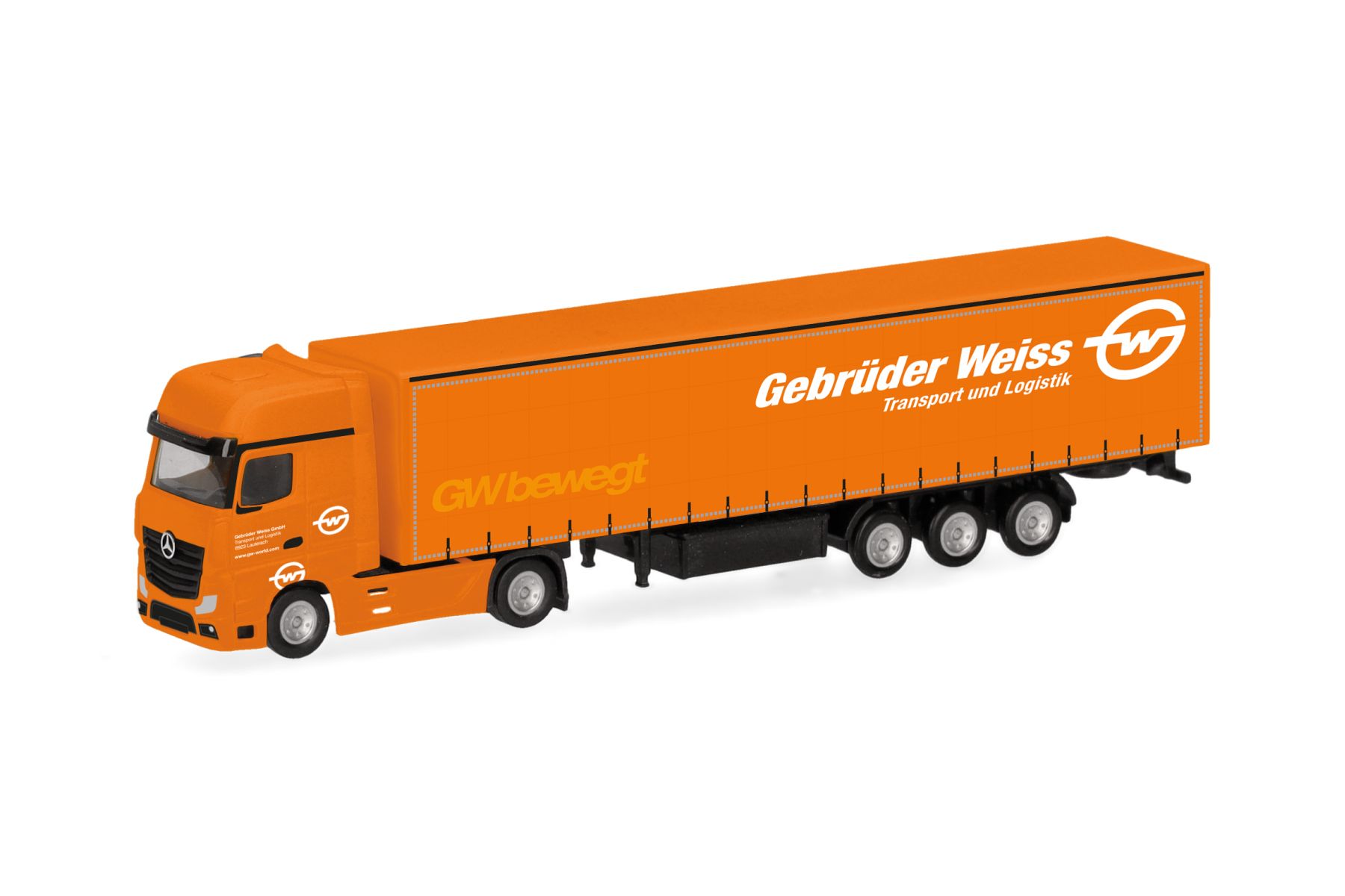 Herpa 066891 - MB Actros Gigaspace Gardinenplanen-Sattelzug "Gebrüder Weiss"
