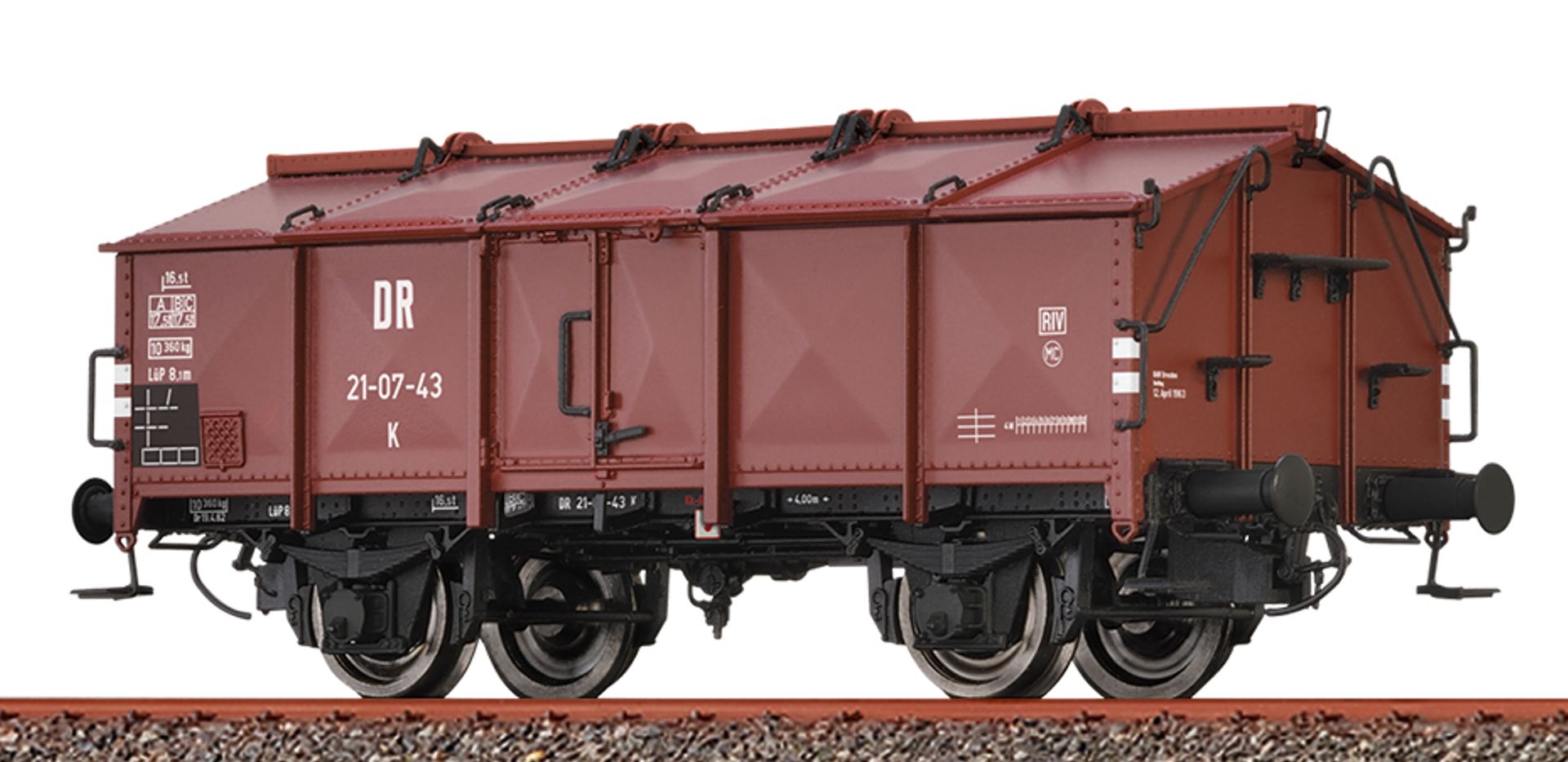 Brawa 50550-A25 - Klappdeckelwagen K, DR, Ep.III