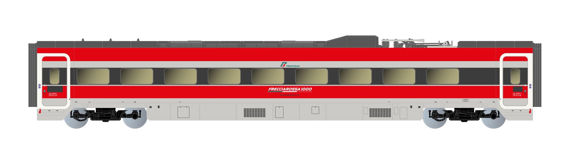 Arnold HN3514 - 4er Set Zwischenwagen, 4-tlg., Frecciarossa ETR 1000, FS-Trenitalia, Ep.VI 'Le plaisir d’un voyage nouveau'