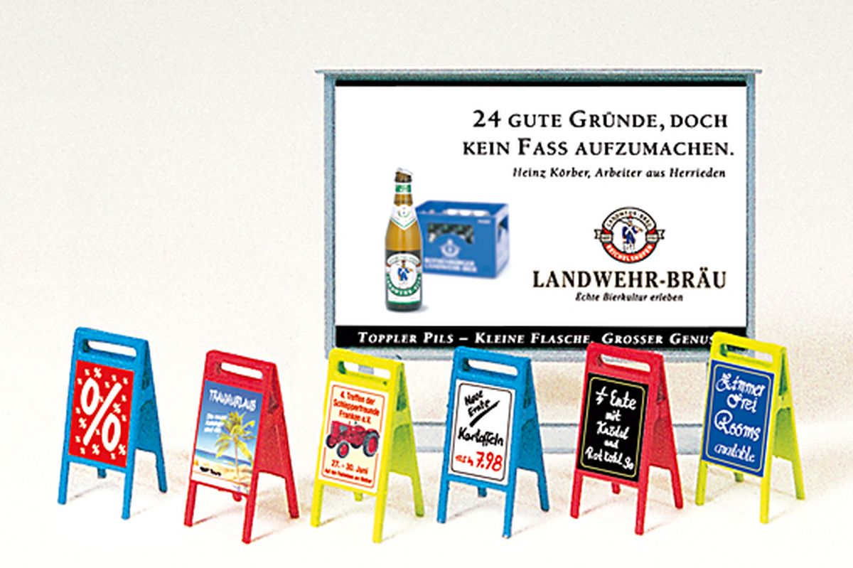 Preiser 17208 - Plakattafel, Werbeschilder, Bausatz Preiser 17208 - Plakattafel, Werbeschilder, Bausatz